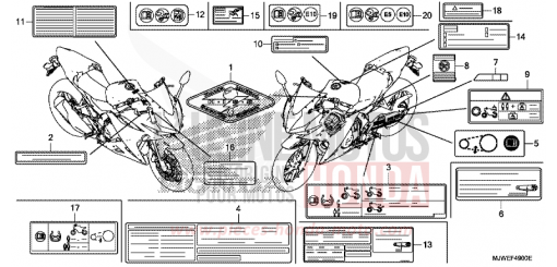 ETICHETTA DI AVVERTIMENTO CBR500RAH di 2017